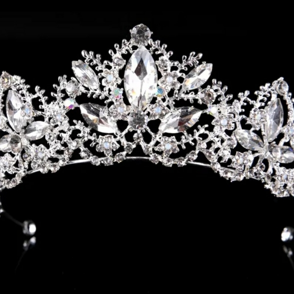 Tiara, Silver Tiara, Crystal Tiara, Baroque Luxury Crystal Bridal Crown Tiaras